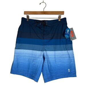 NWT Free Country Mens Size M Blue Swim Shorts Trunks Engineered Color Blocked
